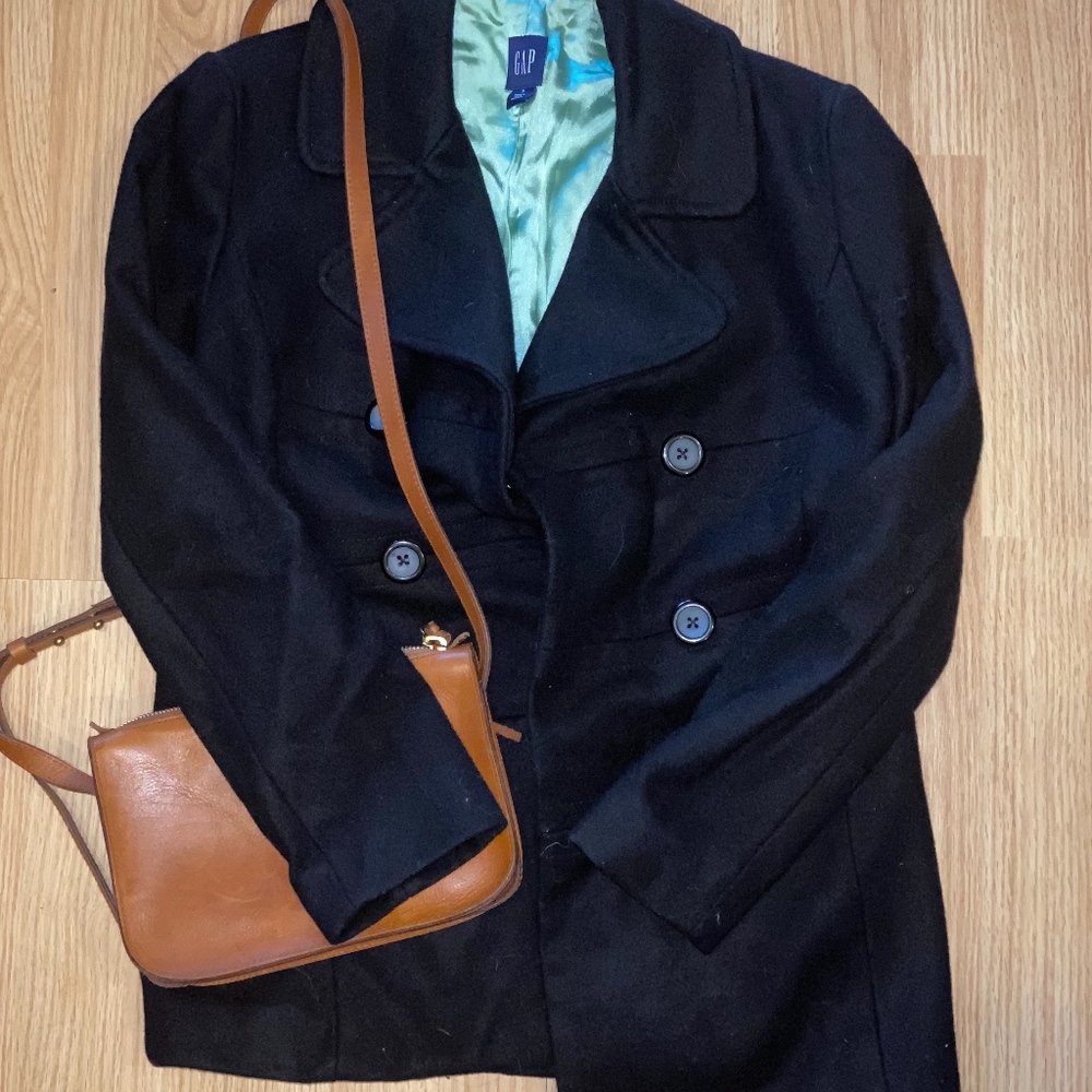Mid Length Black Double Breasted Peacoat